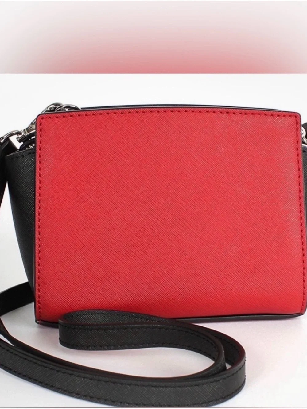 Michael Kors Red and Black Leather Crossbody Bag